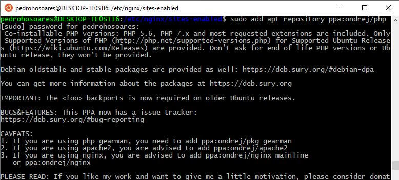 Adicionando repositório php no linux