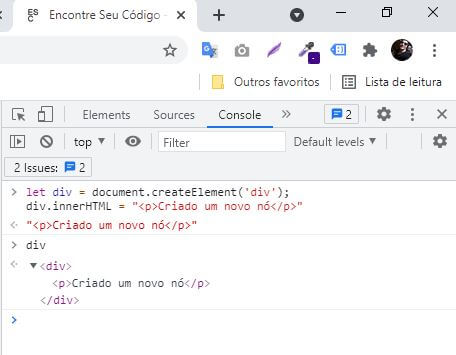 Como injetar um texto HTML dentro de um NÓ em JavaScript